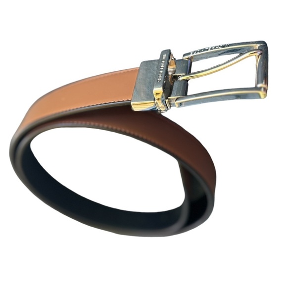 NEW Michael Kors Brown Leather Belt with Gold Buckle Size 34 Medium - Picture 2 of 10